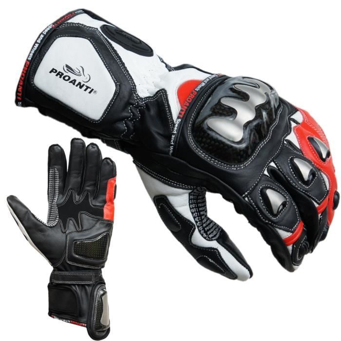 Gants moto Racing Pro rouge de PROANTI Homologué CE