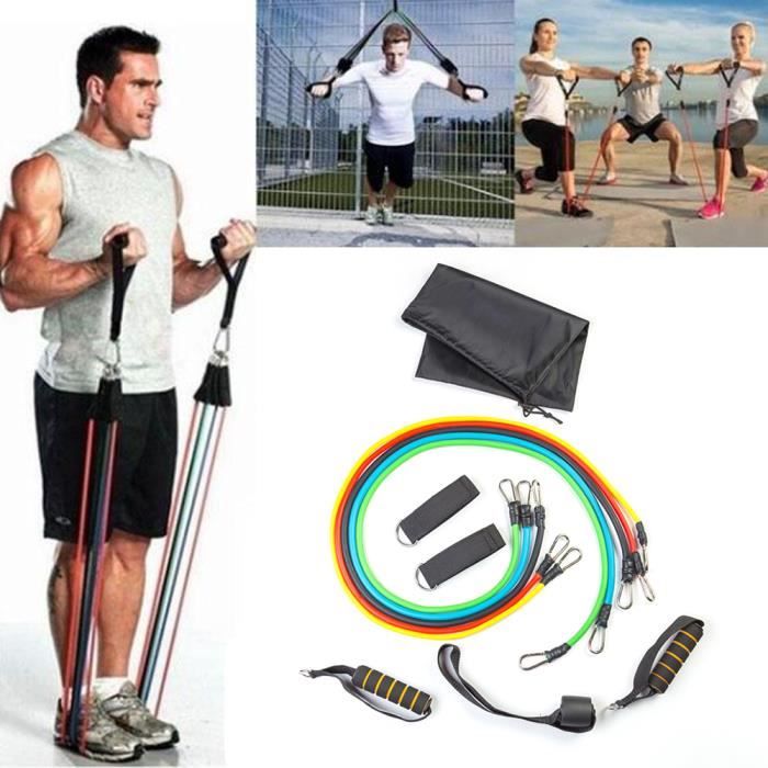 set bande elastique fitness musculation 11 sport de resistance traction large cheville pied kit sangle exercice homme