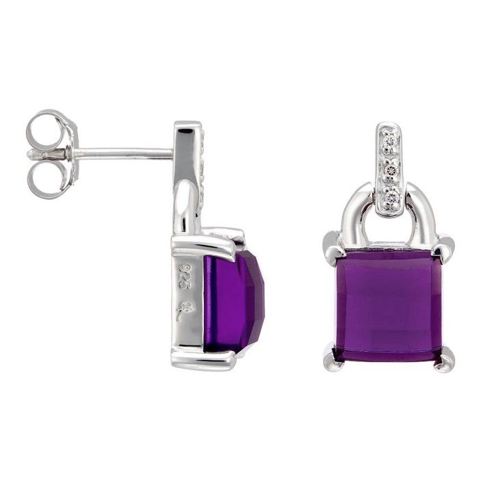 ORPHELIA Boucle d'oreille argent zircon amethyste