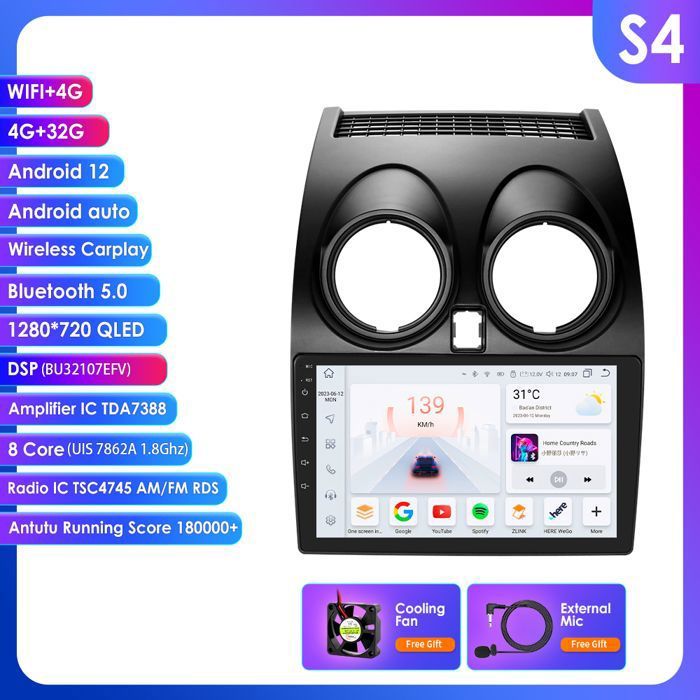 2din Android 11 carplay Pour Nissan Qashqai 2006 2007 2008 2009 2010 2011 2012 2013 Autoradio Lecteur Multimédia GPS Navigation
