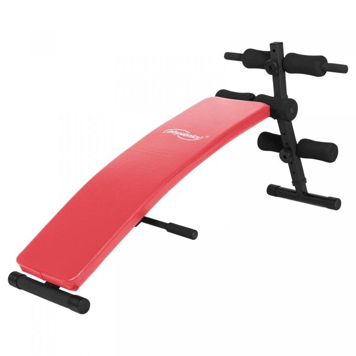 Physionics® Banc à Abdominaux - Pliable, Réglable en Hauteur à 5 Positions (60 - 72cm), Rouge - Banc de Musculation pour Sit Up, AB