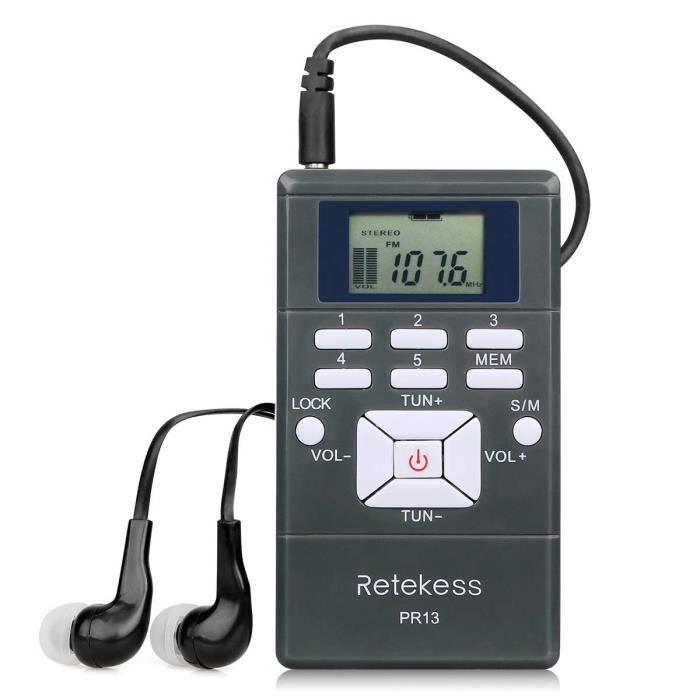 Retekess PR13 Mini Radio de poche Radio Portable Radio Ecouteur pour la conférence Interprétation simultanée et Équipe de Guide