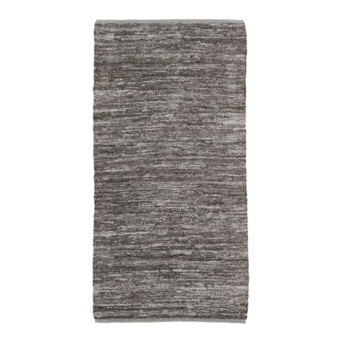 SKIN - Tapis en cuir tressé taupe 60x120