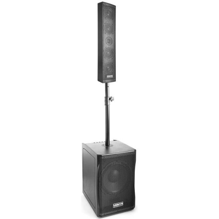 Vonyx VX1200 – Système triphonique, caisson de basse 750W, MP3/SD/USB/AUX, avec micro