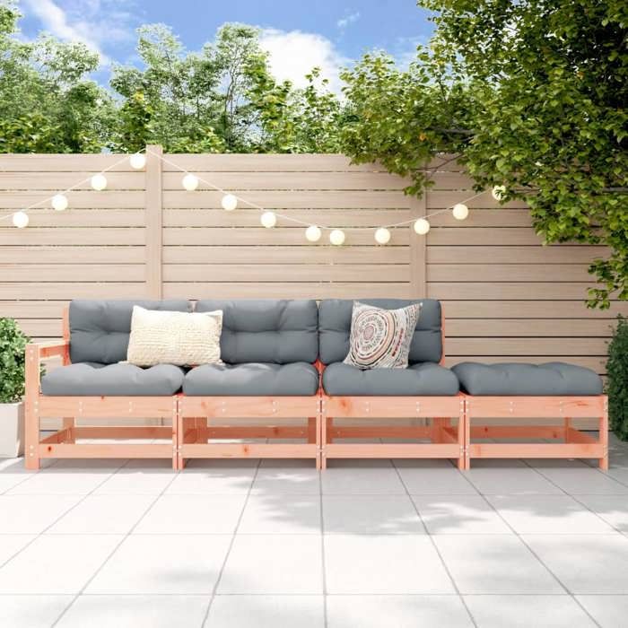 vidaXL Salon de Jardin 4 pcs Canapés avec Repose pieds Sièges avec Dossier et Accoudoir Meubles de Terrasse Patio Bois 825539