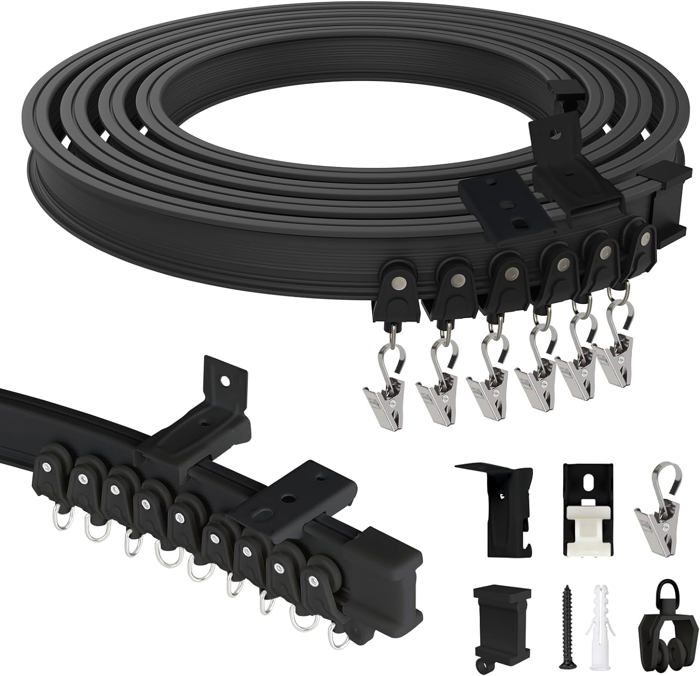 Rail de rideau flexible Rail de rideau de plafond pour baie vitrée Rail de rideau avec