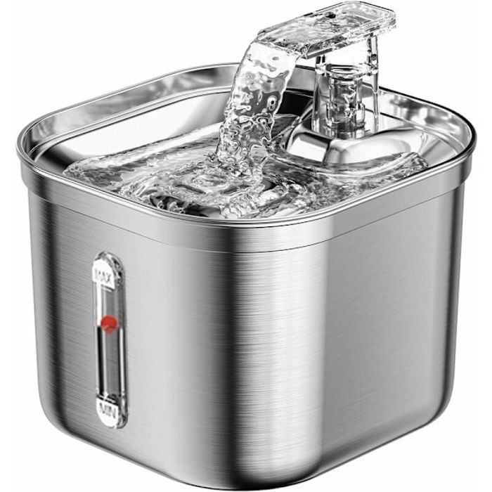 Comparer les prix de Fontaine Eau pour Chat - Acier Inoxydable 22 L Pompe Silencieuse Filtres Multiples PZCC