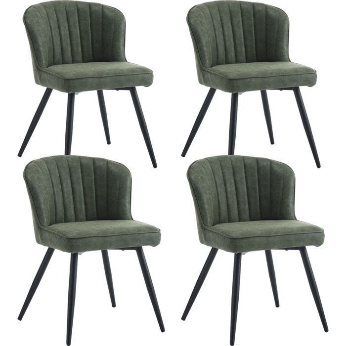 Wahson Chaises de Salle a Manger Lot de 4 Chaise Salle à Manger avec Coussin Épais Chaise de Cuisine Cuir PU pour Restaurant Vert