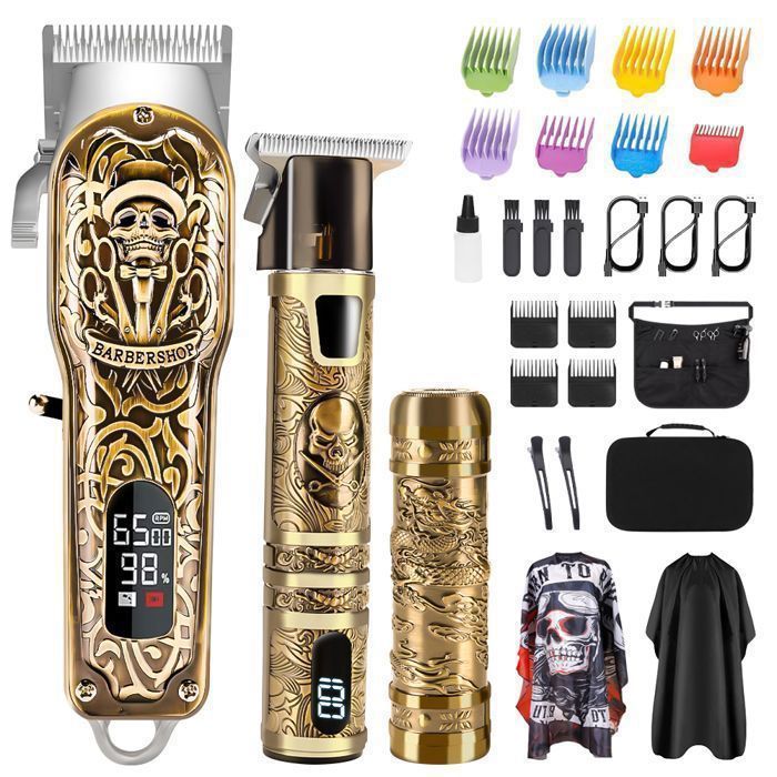 Tondeuse Cheveux Homme Professionnelle 3 En 1 Tondeuse Barbe Sans Fil pour Rasoir Électrique avec Écran LCD Tondeuse à Cheveux