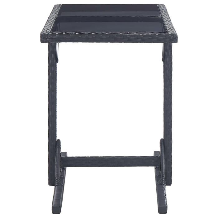 Table de jardin - mango - pour 2 personens - Noir 110x53x72 cm - Verre et résine tressée TT10