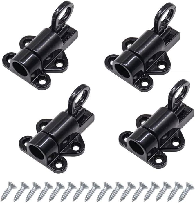 4 pièces Serrure de portail automatique Serrure de fenêtre Verrou à ressort Loquet de porte en aluminium noir avec vis
