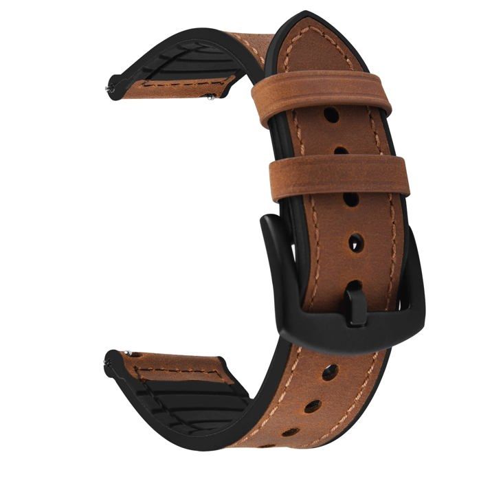 Bracelet Montre Cuir Marron Fait Main 22 Mm - Boucle Solide, Cousu Main, USA