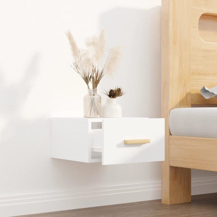 Bon plan Chevet/Meuble de Rangement - JILI HOT - Table de chevet murale blanc 35x35x20cm - Pour Chambre Thome8470854
