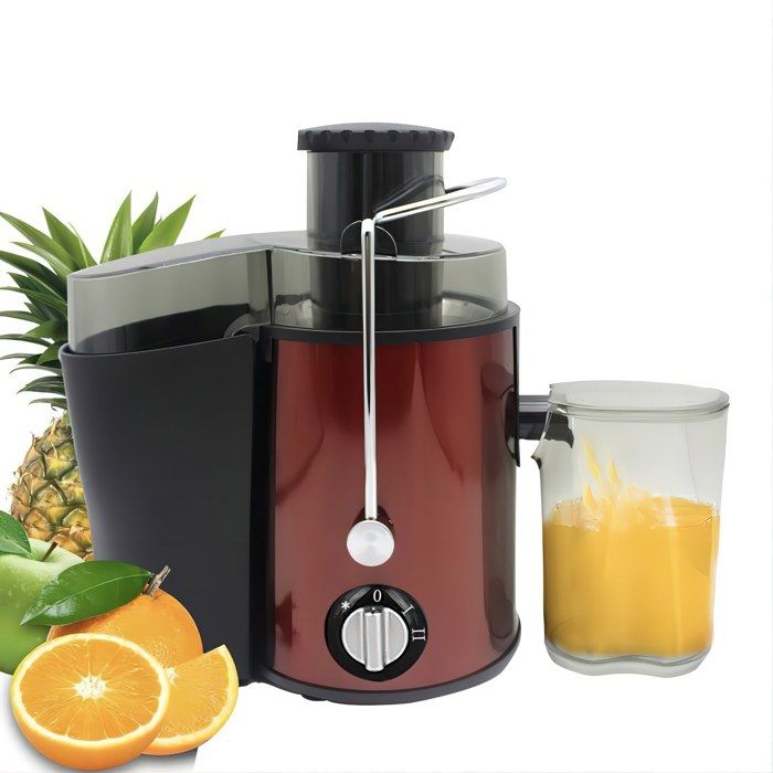 Extracteur de jus 400 W - 85 % de rétention nutritionnelle + 3 vitesses + Nettoyage en un clic - Rouge - Goldflly