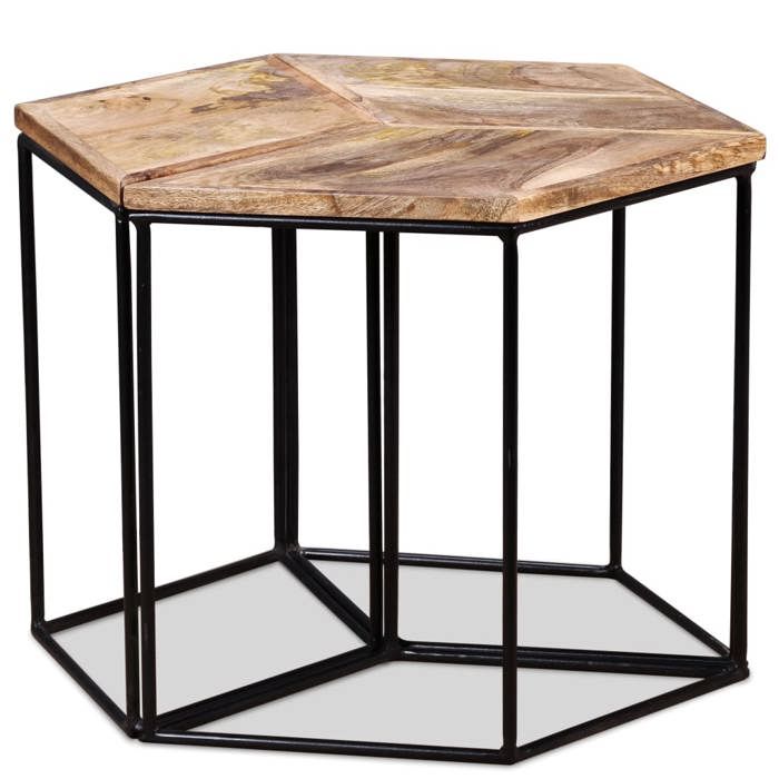 CLARENCE® Table basse - Petite Table dappoint - Bois de manguier massif 56x48x40 cm ll2715