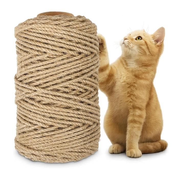 Corde Arbre à Chat 100M x 6MM Corde en Sisal Naturelle Corde Arbre à Chat Scratch Pilier Corde à Griffer DIY Corde Remplacement