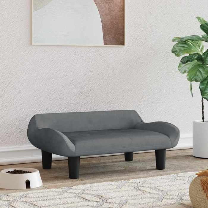 Lit pour chien - vidaXL - Gris foncé - Velours - 70x40x24 cm Lit pour chien - vidaXL - Gris foncé - Velours - 70x40x24 cm