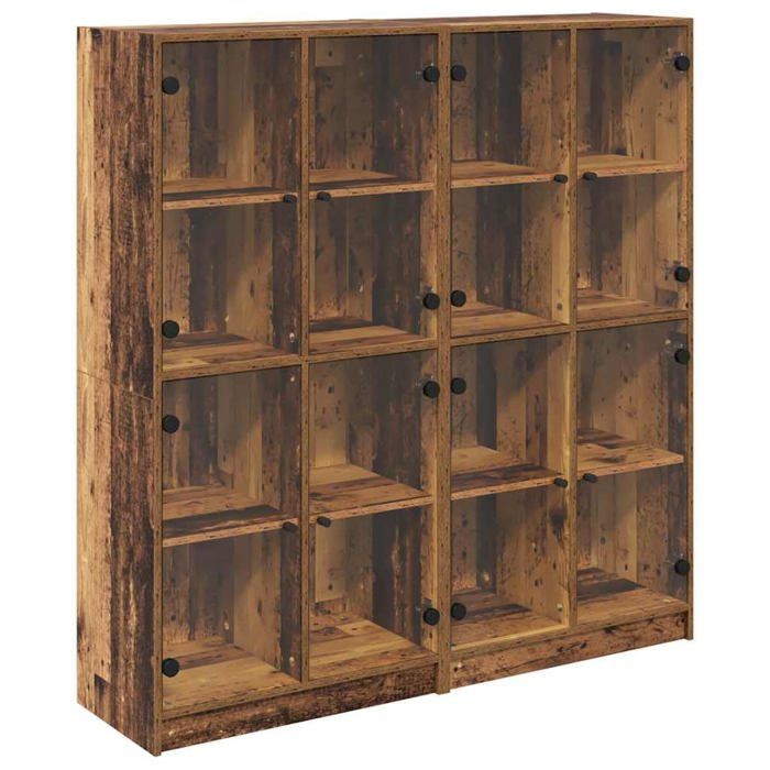 Buffet haut en bois dingénierie - vidaXL - 136x37x142 cm - Bois ancien - 8 portes - Grande capacité - Design moderne