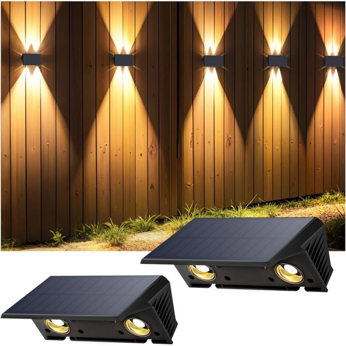 Lampe Murale Solaire à Éclairage Haut-Bas - Projecteur Extérieur 1500mAh Blanc Chaud - Pour Chemins et Piscines