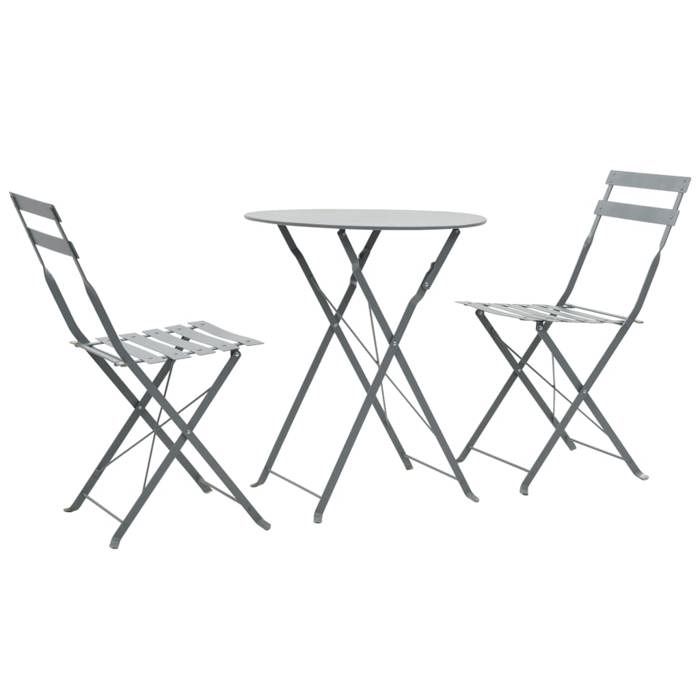 Set de bistro 3 pièces - Table et 2 chaises(2 personnes) - Acier Gris 60x71cm CL2791564