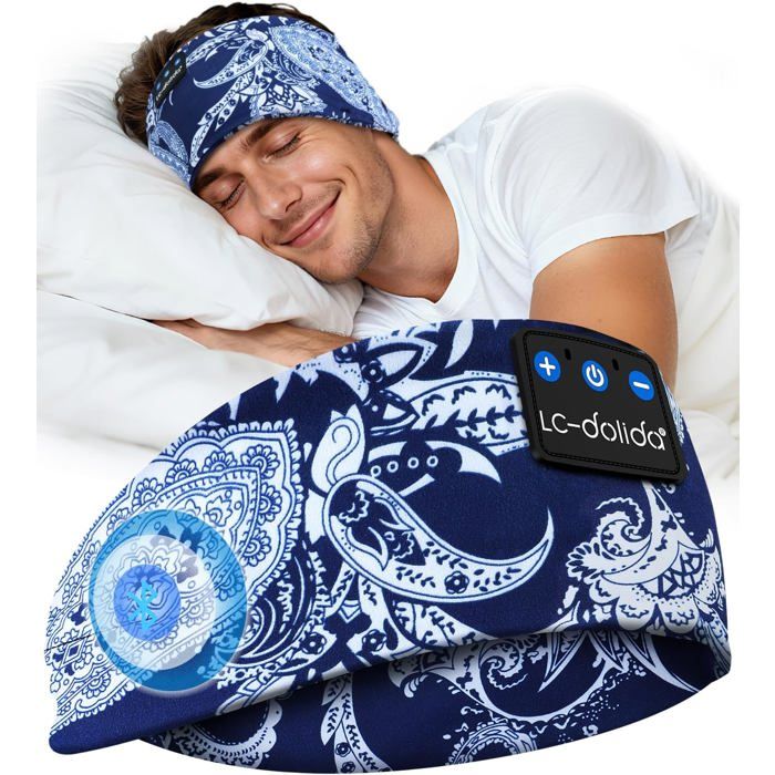 Bandeau Bluetooth LC-dolida Casque de Sommeil 6-en-1 Ultra-fin HD Stéréo