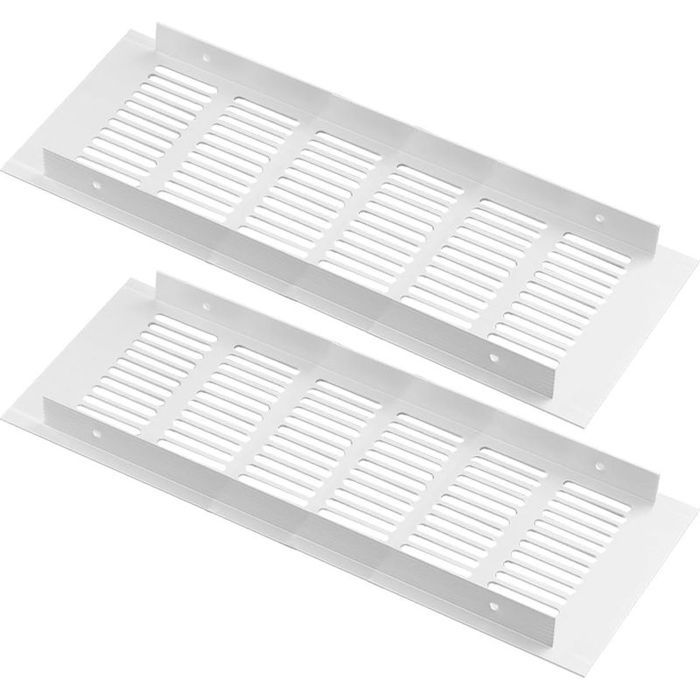 Lot 2 Grilles Aération Aluminium Blanc 100x250mm Armoire Cuisine Penderie