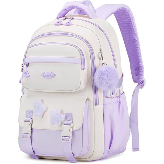 XJYDNCG Cartable Fille Primaire - Imperméable Léger Grande Capacité - 45x31x16cm - Violet