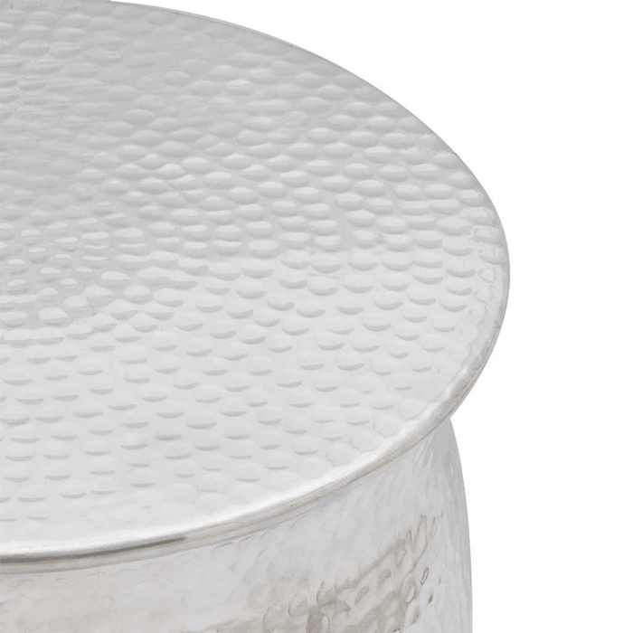 Elégance-Chic Table basse/tabouret martelé - en aluminium - Argenté - 36 x 42 cm (Diamètre x H) - Petite table salon_001472022
