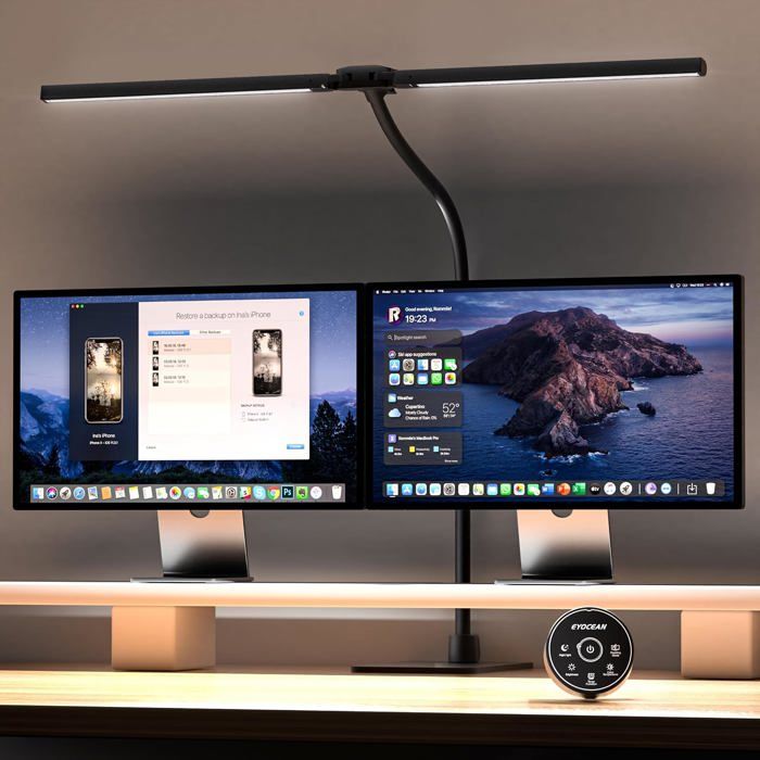 Lampe de Bureau Lampe de Bureau à Double Tête 24W 80cm avec Télécommande Température de couleur réglable sans éblouissement