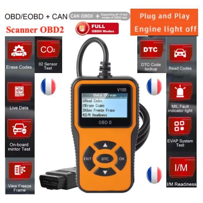 OBD2 diagnostic scanner S7 LECTEUR CODE ERREUR VALISE DIAG AUTO Outil diagnostic ORANGE