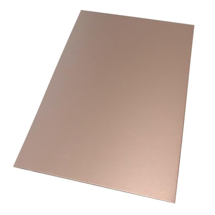 Aerzetix: C40731 Plaque planche feuille en cuivre pour circuit imprimé  160-100-0.6mm 18µm résine epoxy fibre de verre - Cdiscount Bricolage