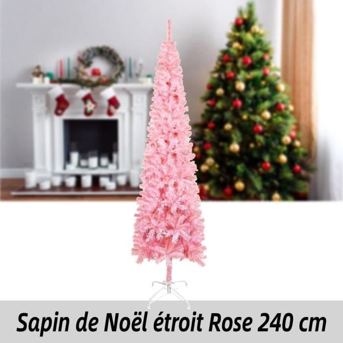 Sapin de Noël étroit Décorations de Noël Rose 240 cm FHE Nouveau 4