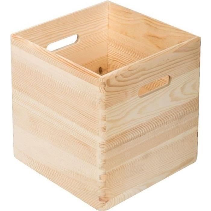 Caisse de rangement sans couvercle 30 x 30 x 30 cm - pin massif - Cdiscount  Maison