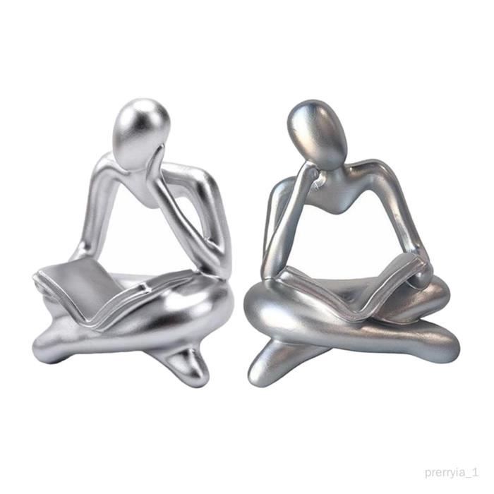 Statue Penseur Abstrait En Résine Dorée – Décoration Moderne Pour Bureau, étagère – Cadeau Artistique Et élégant