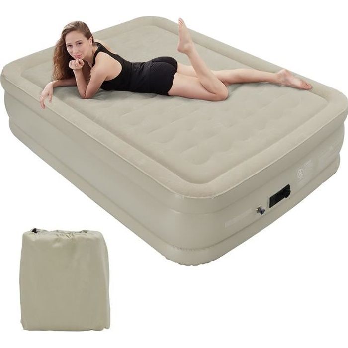 Costway Matelas Lit Gonflable 2 Personnes 3x152x56cm Avec Pompe Integree Et Dessus Floque Technologie A Faisceau Helicoidal Cdiscount Maison
