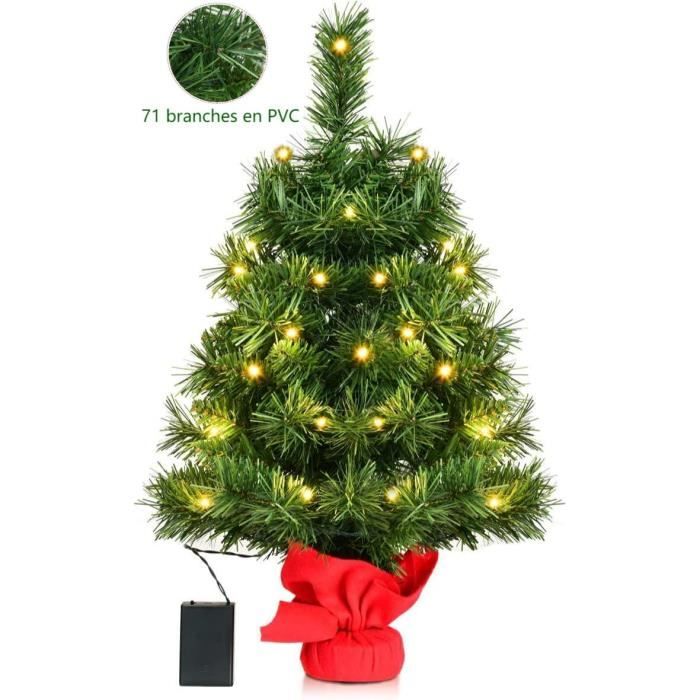GYMAX 60CM Arbre de Noël Artificiel de Table, avec 71 Aiguilles en PVC