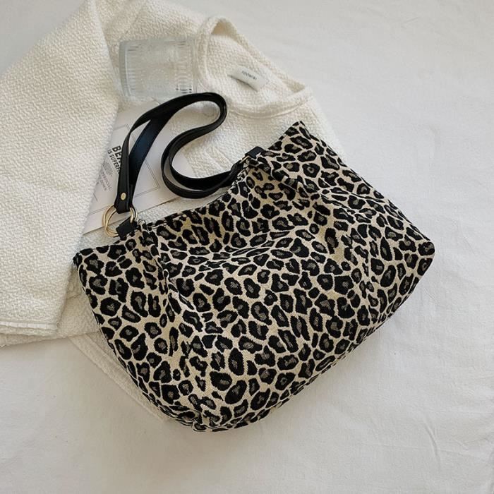 brun - sacs à main léopard de grande capacité pour femmes, sacs à bandoulière, fourre-tout à la mode, shoppin