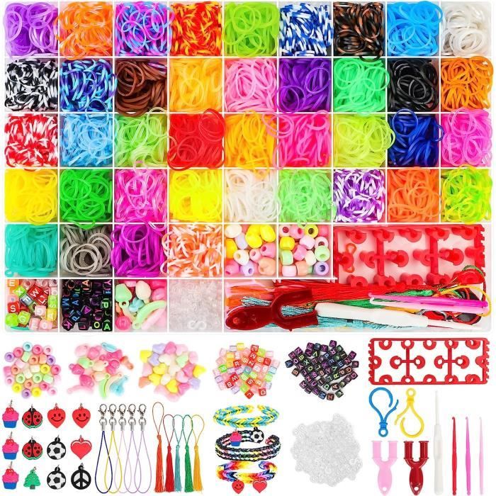 5000+ Elastique Bracelet Kit, 54 Grilles Bricolage Élastique Loom Bands