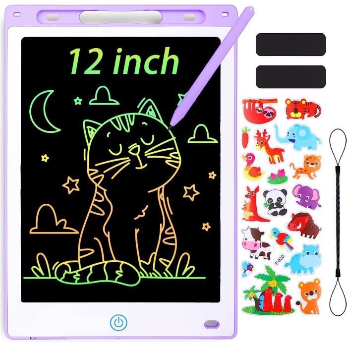 Tablette D'écriture LCD Réutilisable 12 Pouces - Écran Pression, Pas De Lumière Bleue, Avec étui PU, Effacement Un Touche