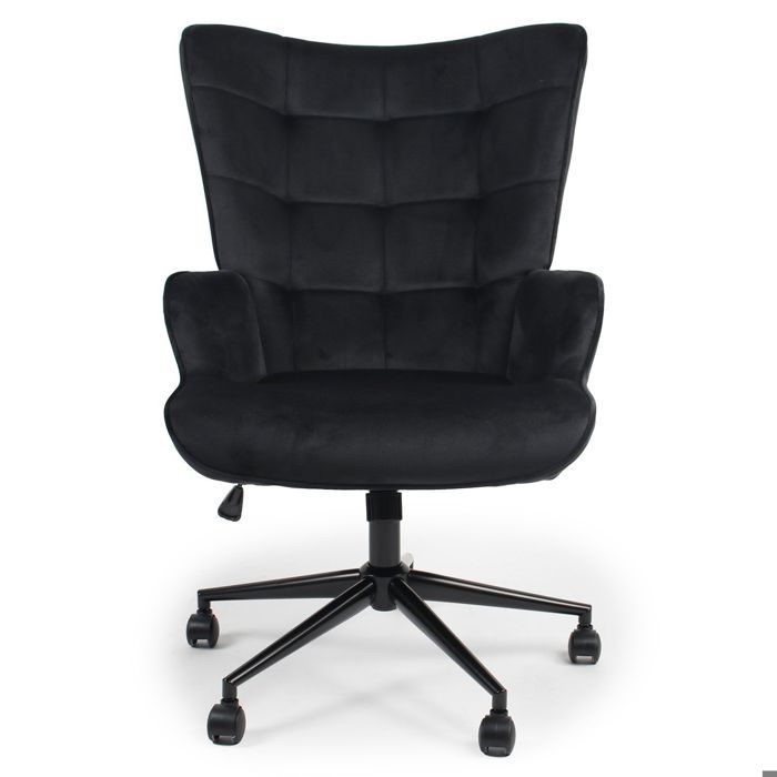 MENZZO Fauteuil de bureau moderne à haut dossier Florelo Velours Noir MENZZO Fauteuil de bureau moderne à haut dossier Florelo Velours Noir