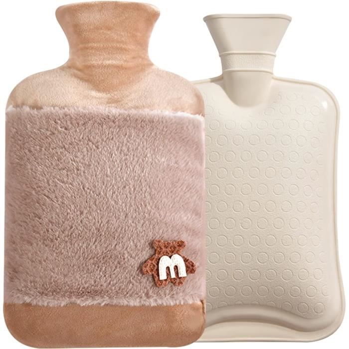 Bouillotte Eau Chaude, 2 Litres Bouillotte En Caoutchouc Naturel Avec Housse En Polaire Douce