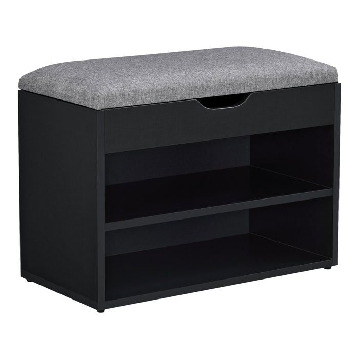 Banc meuble à chaussures 46 x 60 x 30 cm noir gris 03_0007657 Banc meuble à chaussures 46 x 60 x 30 cm noir gris 03_0007657