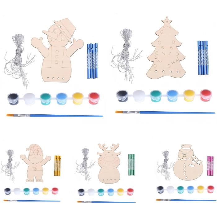 Kit Carillon De Noël En Bois – 12 Pièces à Peindre – Bricolage Créatif Pour Enfants