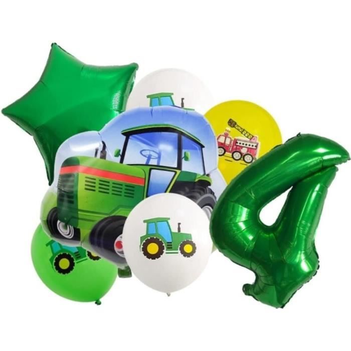 Décoration D'anniversaire Pour Garçon De 4 Ans, Motif Tracteur, Ballon En Aluminium Pour Fête D'anniversaire, Fête Prénatale