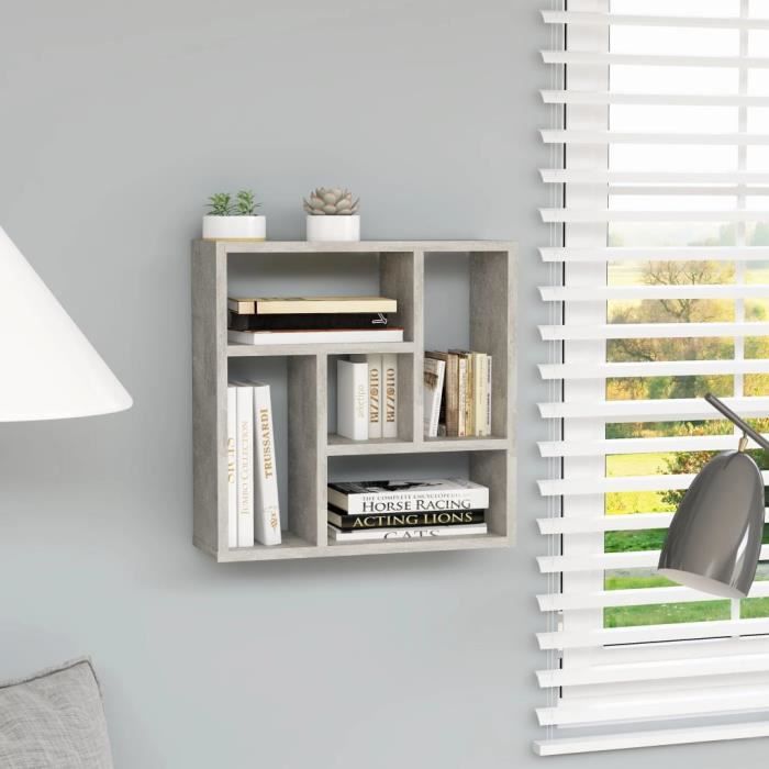 KUO Étagère murale Gris béton 45 1x16x45 1 cm Aggloméré 2802952802952