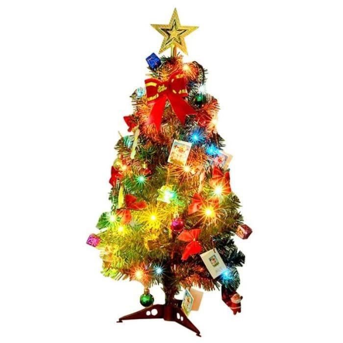 Mini Sapin De Noël Artificiel LED 60 Cm – Déco De Table Lumineuse Avec 20 LED & 6 Boules