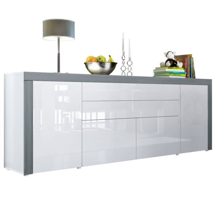 Vladon Buffet commode La Paz V2 en Blanc haute brillance - Blanc haute brillance - Avola-Anthracite Vladon Buffet commode La Paz V2 en Blanc haute brillance - Blanc haute brillance - Avola-Anthracite