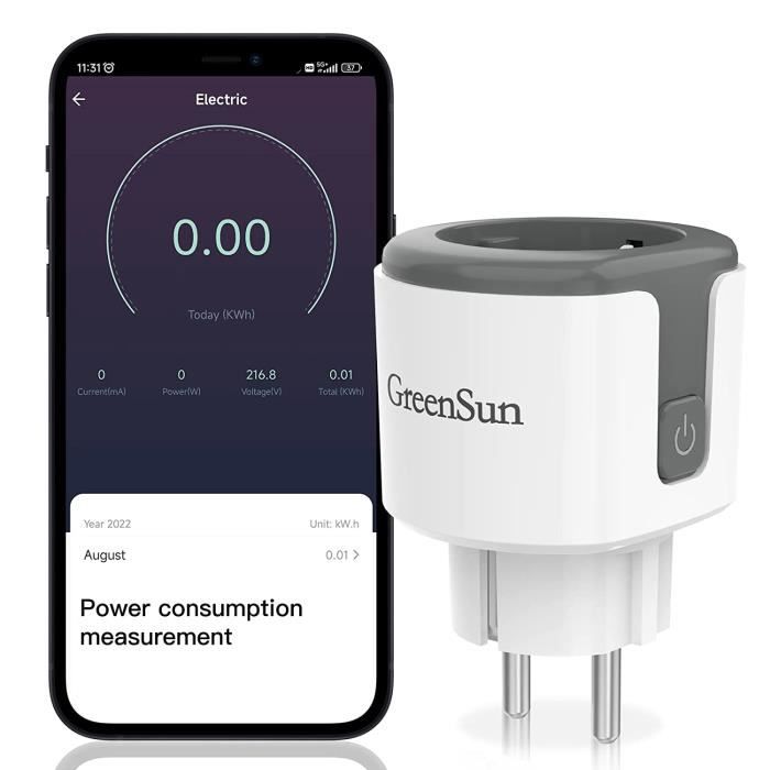 Meross Double prise intelligente compatible avec Apple HomeKit, prise intelligente Wi-Fi double fonctionne avec Siri, Alexa, Google Assistant, 2,4 GHz