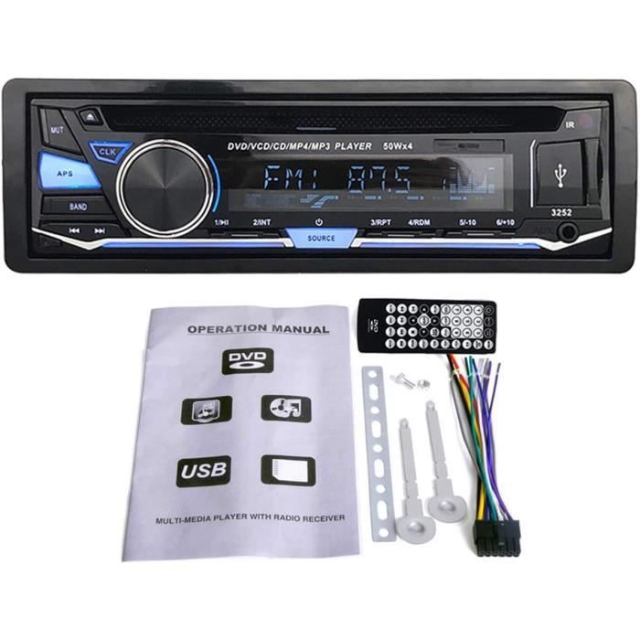 Autoradio Panneau détachable stéréo 1 DIN 12V Radio FM MP3 MP3 Bluetooth CD VCD Récepteur