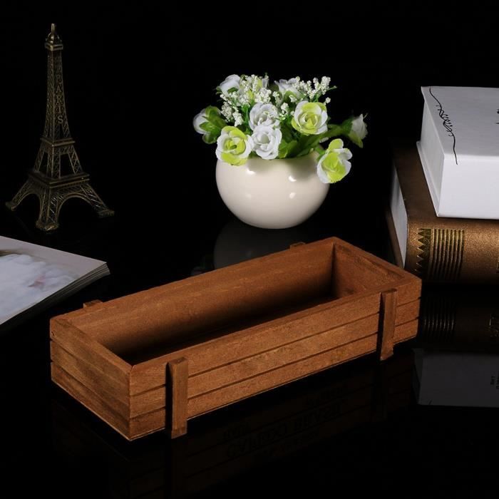 Bac à fleurs rectangulaire en bois pour plantes succulentes